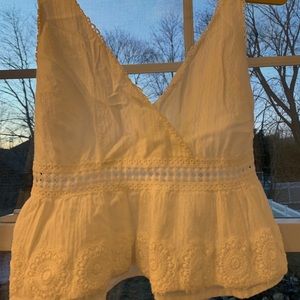 TopShop white detailed tank top with open back